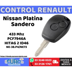 Renault Sandero/Duster/Logan NE-38/NE73 (433Mhz) 2btn Llave remoto