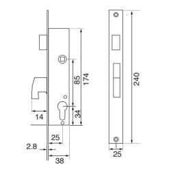 CERRADURA EMBUTIR 2240G RESBALON