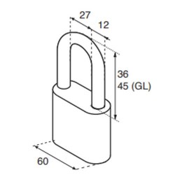 CANDADO ACERO 60 mm Gancho Largo