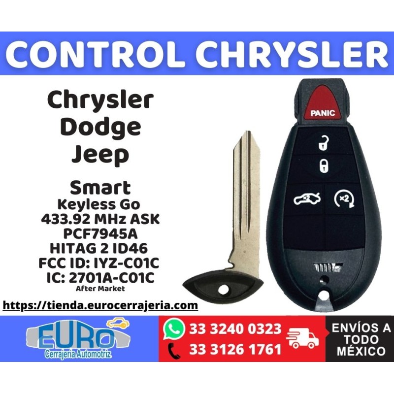 Keyless Go Fobik Chrysler Jeep Dodge 433 Mhz IYZ-C01C