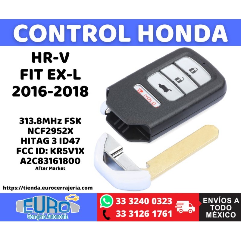 HR-V FIT EX-L Honda Llave Smart ID47 NCF2952X 313.8Mhz