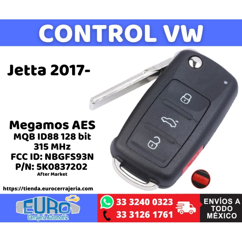 MQB VW Jetta 2017- Llave Remoto Flip ID88 NBGFS93N