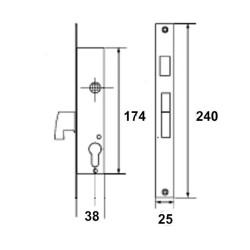 CERRADURA EMBUTIR 2241G GANCHO
