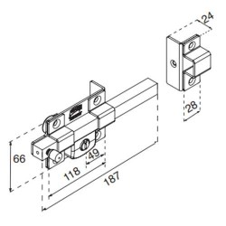 CERRADURA SOBREPONER BARRA 800 L DERECHA NEGRO